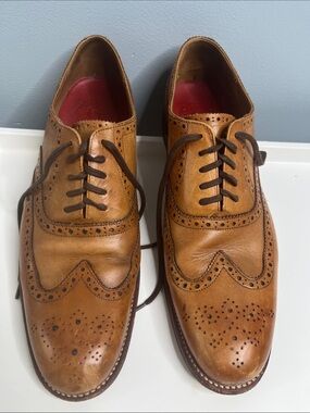 Grenson Dylan Full Brogue Oxford Wingtip Shoes Tan Leather Size 10.5 or UK 9.5